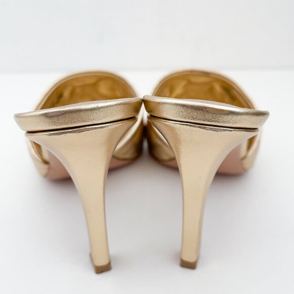 Louis Vuitton Revival Mule Monogram Gold Metalic Heel Padded Heels Sandals - Picture 13 of 14